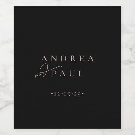 Moderne Minimalistische Elegante Klassische Hochze Weinetikett (Einzelnes Label)