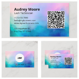 Moderne Minimalistische Elegante Logo QR Code Eyel Visitenkarte