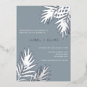 Moderne Minimalistische, elegante Palmfronten Hoch Folieneinladung (Vorderseite)