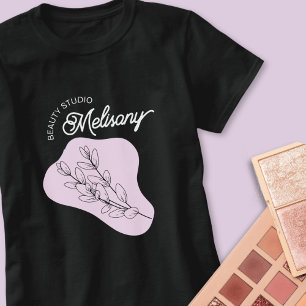 Moderne Minimalistische Elegante Rosa Blumen Kunst T-Shirt