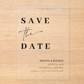 Moderne Minimalistische Elegante Save the Date Kar Acryleinladungen (Vorderseite)