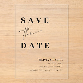 Moderne Minimalistische Elegante Save the Date Kar Acryleinladungen