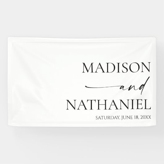 Moderne Minimalistische, elegante Schwarze Hochzei Banner (Horizontal)