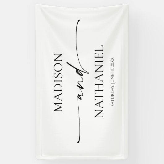 Moderne Minimalistische, elegante Schwarze Hochzei Banner (Vertikal)