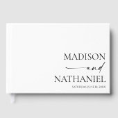 Moderne Minimalistische, elegante Schwarze Hochzei Gästebuch (Vorderseite)