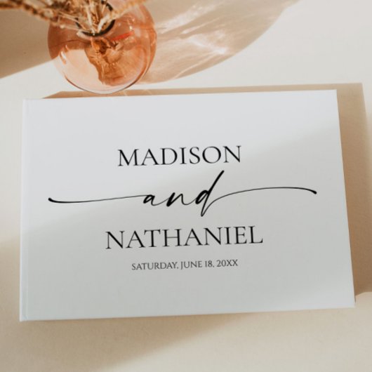 Moderne Minimalistische, elegante Schwarze Hochzei Gästebuch