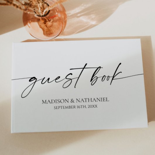 Moderne Minimalistische, elegante Schwarze Hochzei Gästebuch