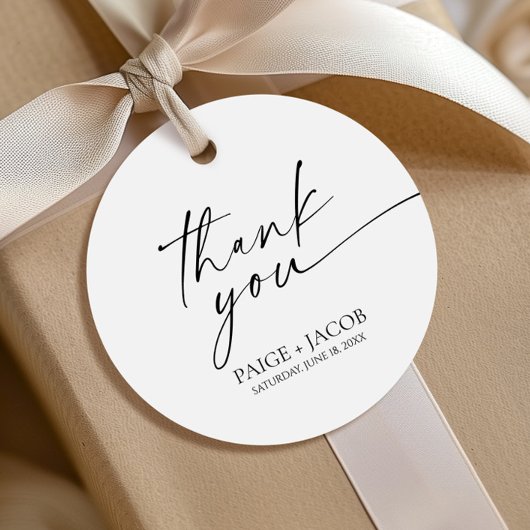 Moderne Minimalistische, elegante Schwarze Hochzei Geschenkanhänger