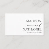 Moderne Minimalistische, elegante Schwarze Hochzei Platzkarte (Rückseite)