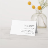 Moderne Minimalistische, elegante Schwarze Hochzei Platzkarte (Rückseite)