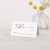 Moderne Minimalistische, elegante Schwarze Hochzei Platzkarte (Vorderseite)