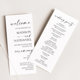 Moderne Minimalistische, elegante Schwarze Hochzei Programm