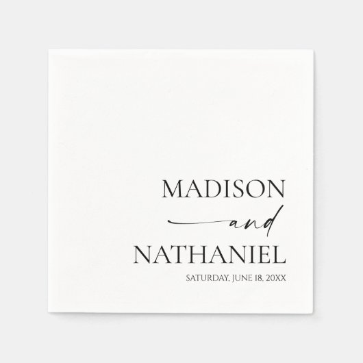 Moderne Minimalistische, elegante Schwarze Hochzei Serviette (Vorderseite)