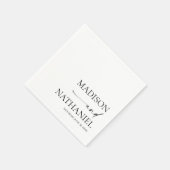 Moderne Minimalistische, elegante Schwarze Hochzei Serviette (Ecke)