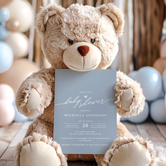 Moderne Minimalistische, elegante Script Baby Dusc Einladung