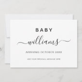 Moderne Minimalistische Elegante Script-Schwangers Ankündigung (Rückseite)