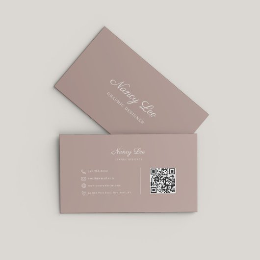 Moderne minimalistische elegante Skript-QR-Code Visitenkarte