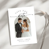 Moderne minimalistische elegante Skriptbogen-Foto Save The Date
