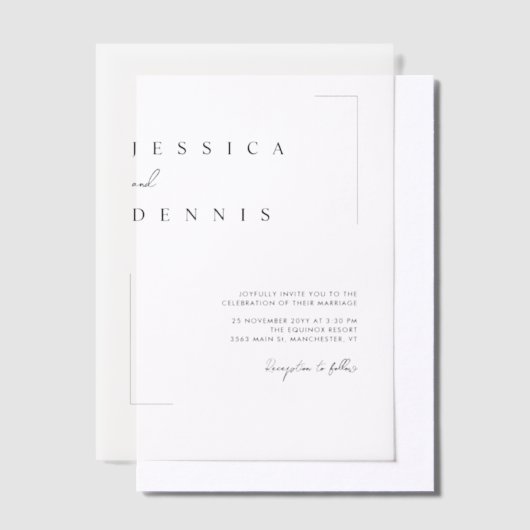 Moderne Minimalistische, elegante Skripthochzeit Pergament Einladungen (Versetzt)