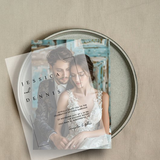 Moderne Minimalistische, elegante Skripthochzeit Pergament Einladungen