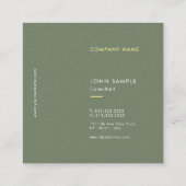 Moderne Minimalistische Elegante trendige Farbenvo Quadratische Visitenkarte (Rückseite)