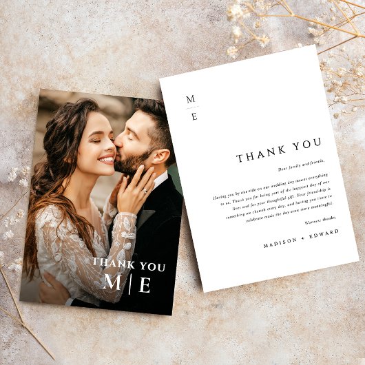 Moderne Minimalistische, elegante Typografie-Foto Dankeskarte