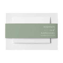 Moderne Minimalistische Elegantsage Grüne Hochzeit Einladungsbanderole