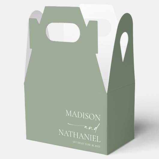 Moderne Minimalistische Elegantsage Grüne Hochzeit Geschenkschachtel (Geöffnet)