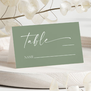 Moderne Minimalistische Elegantsage Grüne Hochzeit Platzkarte