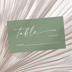 Moderne Minimalistische Elegantsage Grüne Hochzeit Platzkarte