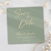 Moderne Minimalistische Elegantsage Grüne Hochzeit Save The Date