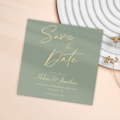 Moderne Minimalistische Elegantsage Grüne Hochzeit Save The Date