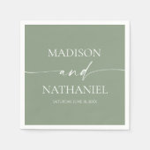 Moderne Minimalistische Elegantsage Grüne Hochzeit Serviette (Vorderseite)