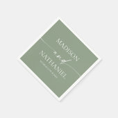 Moderne Minimalistische Elegantsage Grüne Hochzeit Serviette (Ecke)