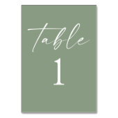 Moderne Minimalistische Elegantsage Grüne Hochzeit Tischnummer (Rückseite)
