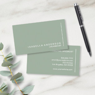 Moderne minimalistische Eleganz in Salbeigrün für  Visitenkarte