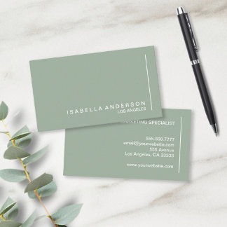 Moderne minimalistische Eleganz in Salbeigrün für Visitenkarte