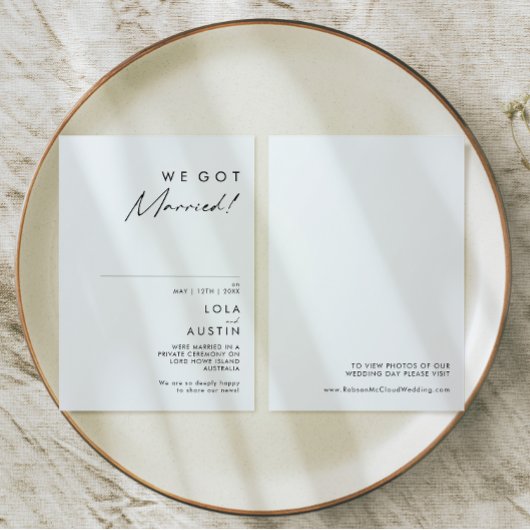 Moderne Minimalistische Elopement-Ankündigung Einladung