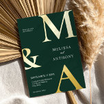 Moderne Minimalistische Emerald Green Monogram Wed Folieneinladung<br><div class="desc">Moderne Minimalistische Emerald Green Foil Hochzeitseinladung. Enthält fett formatierte Monogramm-Typografie und minimales grafisches Design. Personalisieren Sie Text mit allen Details Ihres besonderen Tages.</div>