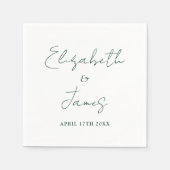 Moderne Minimalistische Emerald Green Script Weddi Serviette (Vorderseite)