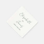 Moderne Minimalistische Emerald Green Script Weddi Serviette (Ecke)