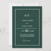 Moderne Minimalistische Emerald Grenn Monogram Wed Einladung (Vorderseite)