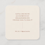 Moderne Minimalistische Erdtöne Quadratische Visitenkarte (Rückseite)