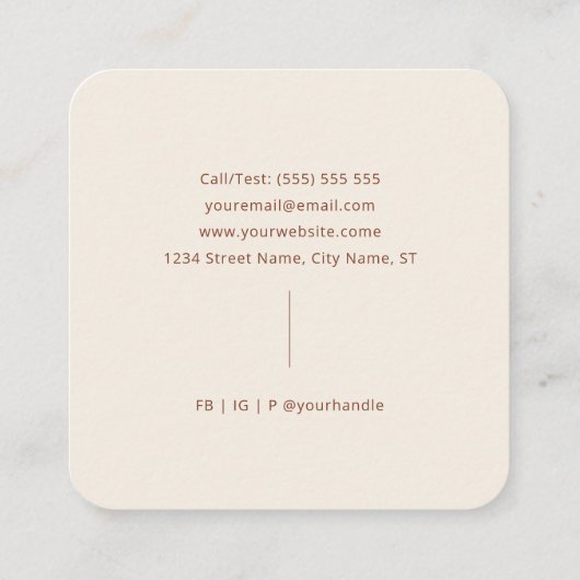 Moderne Minimalistische Erdtöne Quadratische Visitenkarte (Rückseite)