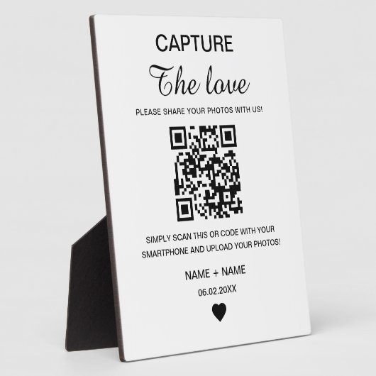 Moderne Minimalistische Erfassung der Liebe QR Cod Fotoplatte (Seite)