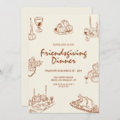 Moderne Minimalistische Erntedank-Abendessen Einla Einladung (Vorne/Hinten)