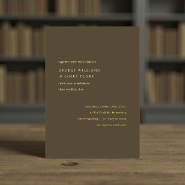 Moderne minimalistische Espresso-Eleganz-Hochzeit Folieneinladung