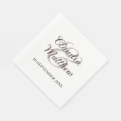 Moderne minimalistische Espresso-Script-Hochzeit Serviette (Ecke)