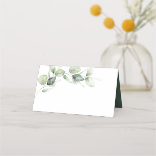 Moderne Minimalistische Eukalyptus-Grüne Hochzeit Platzkarte