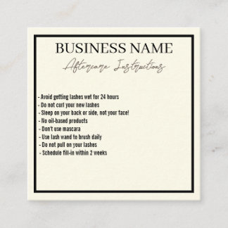 Moderne Minimalistische Eyelashes Aftercare Card Quadratische Visitenkarte